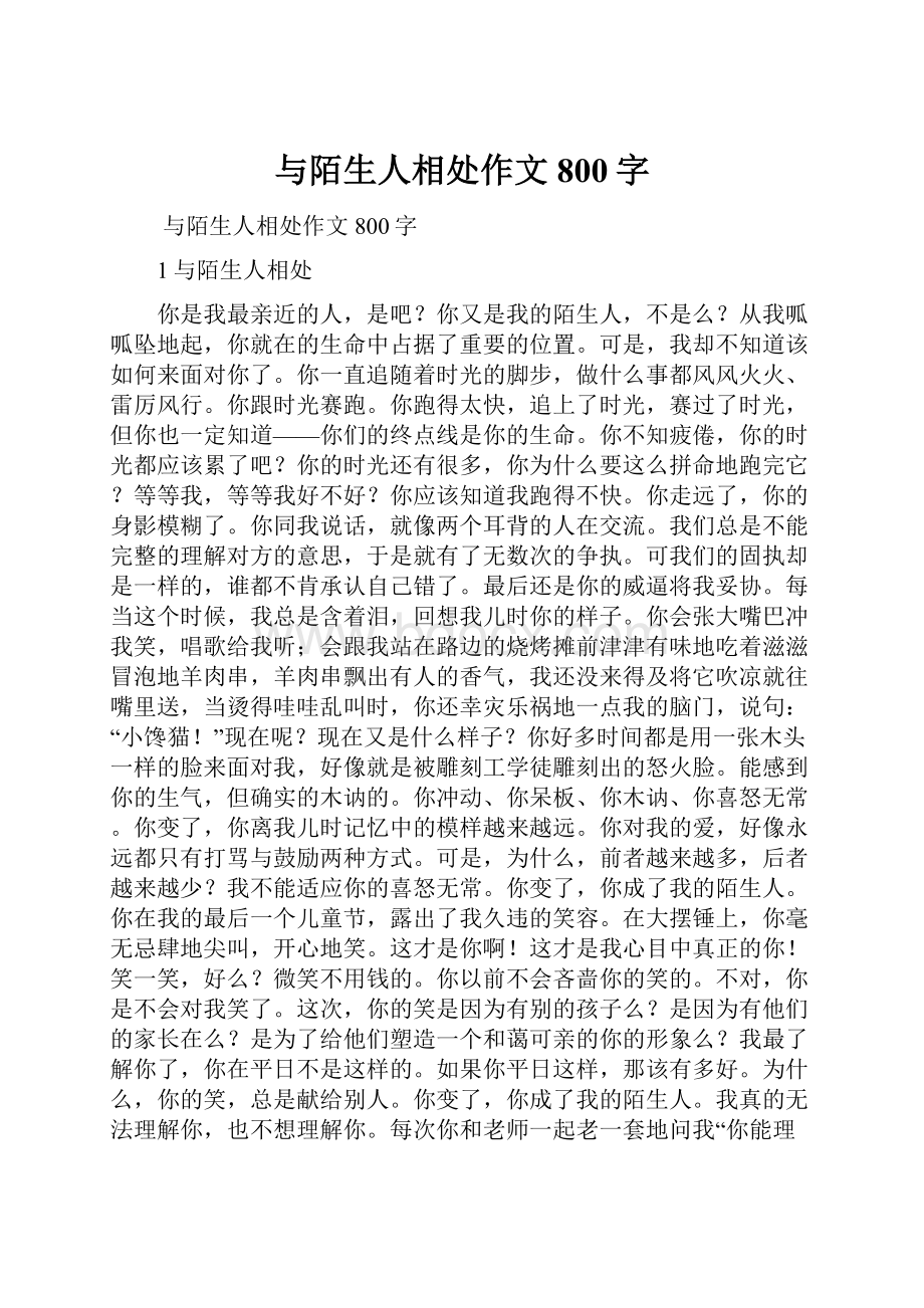 与陌生人相处作文800字.docx_第1页