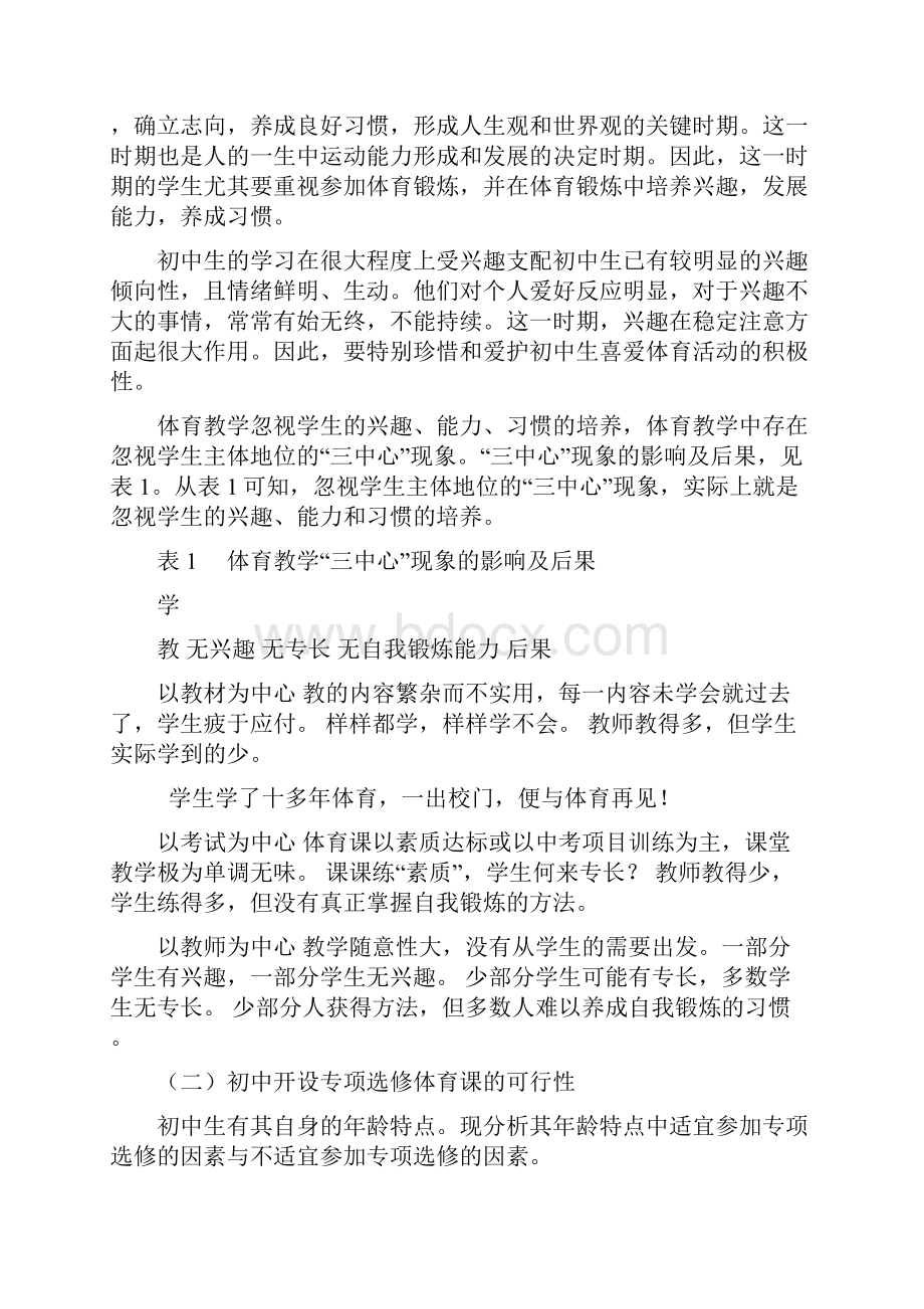 体育心得之初中开设专项选修体育课的建议文档格式.docx_第3页