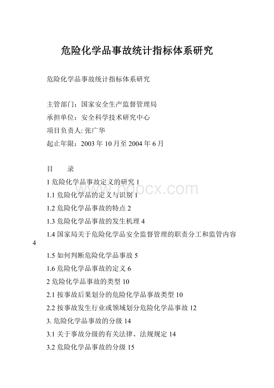 危险化学品事故统计指标体系研究Word格式文档下载.docx_第1页