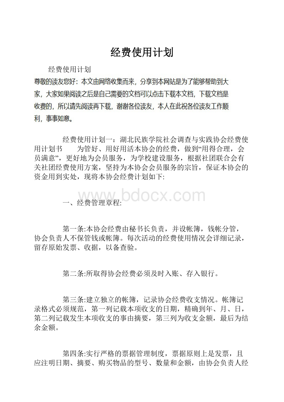 经费使用计划文档格式.docx