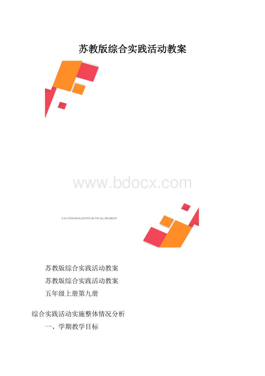 苏教版综合实践活动教案.docx