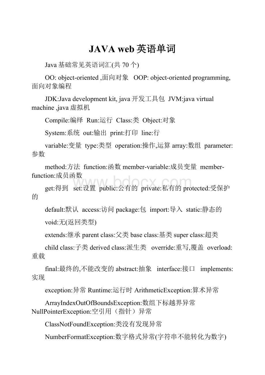 JAVA web英语单词Word格式.docx