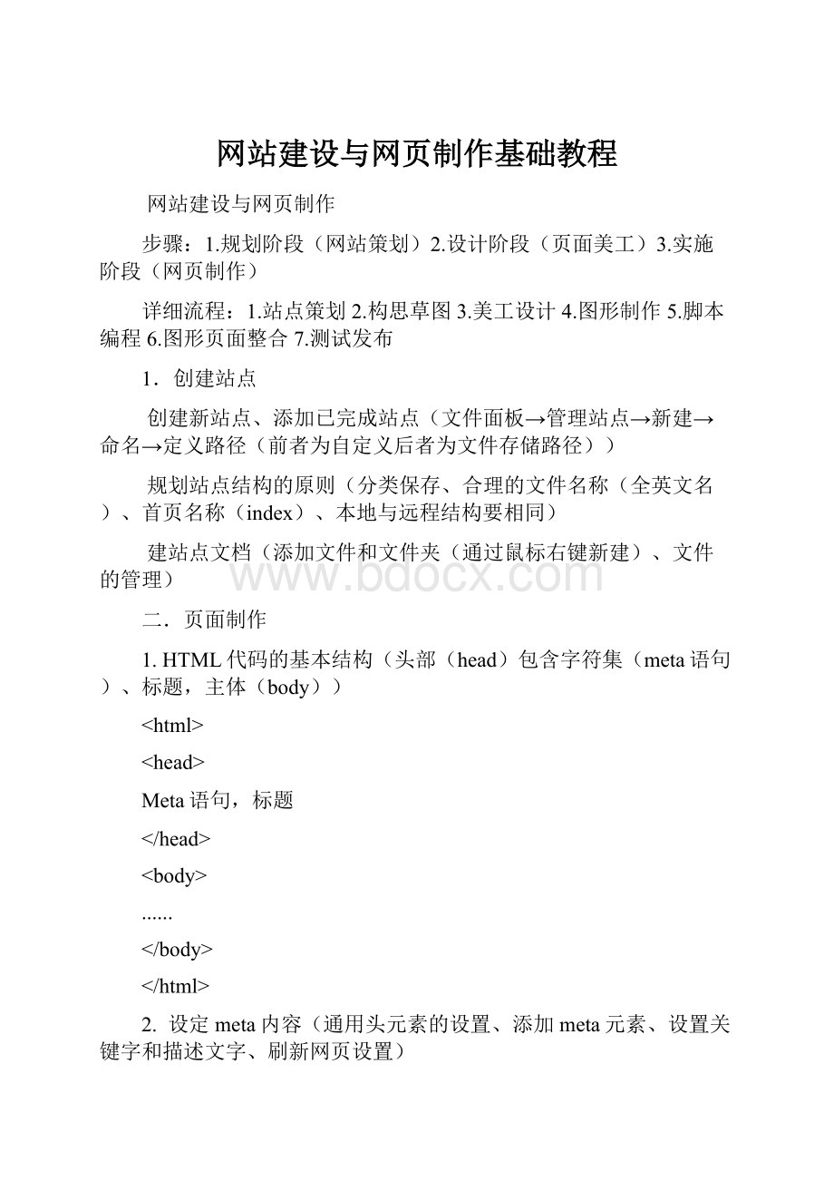 网站建设与网页制作基础教程.docx_第1页