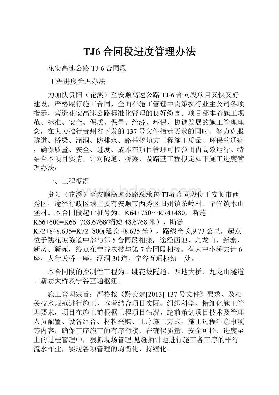 TJ6合同段进度管理办法Word下载.docx