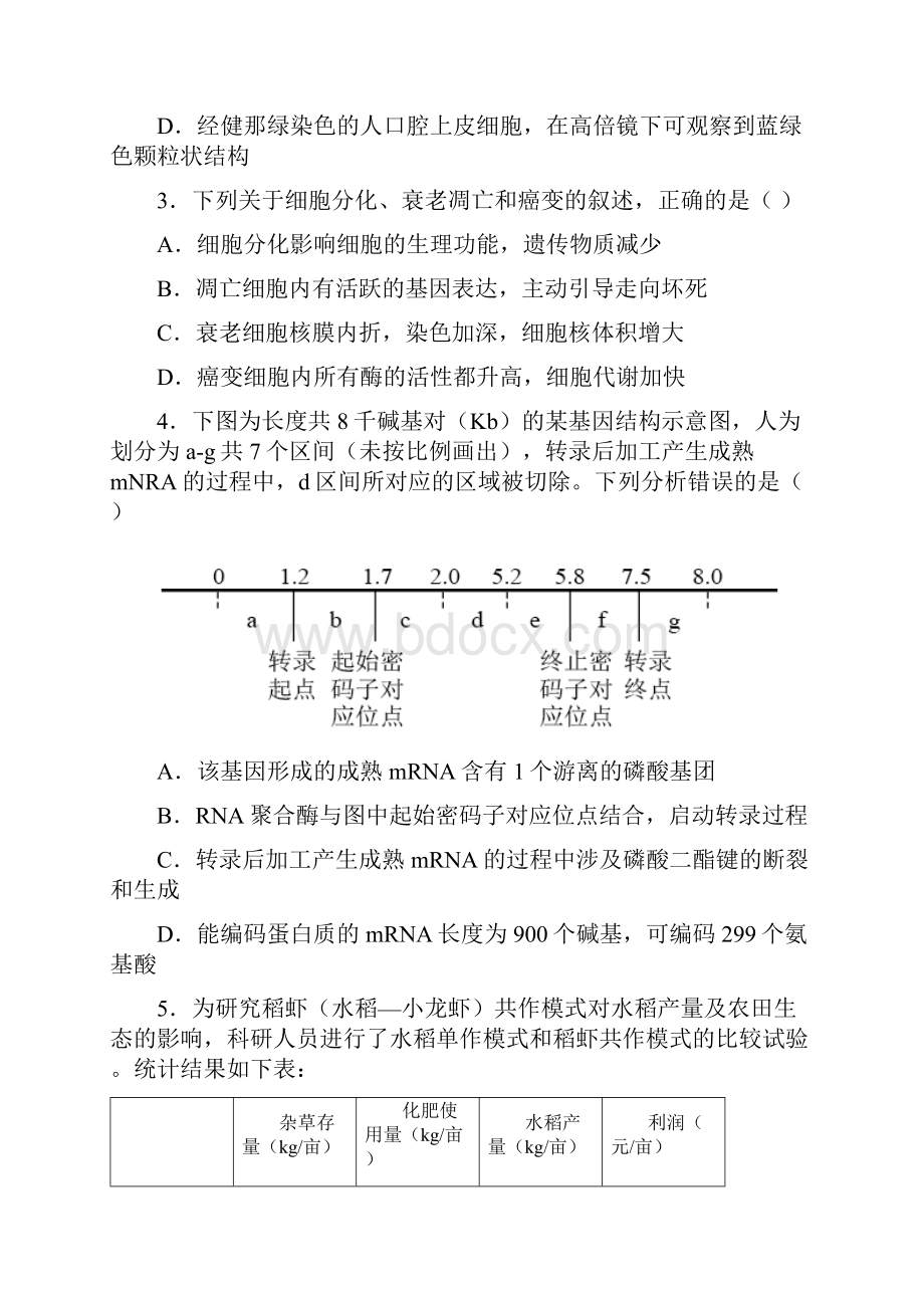 届湖南省高三二轮复习联考一生物试题.docx_第2页