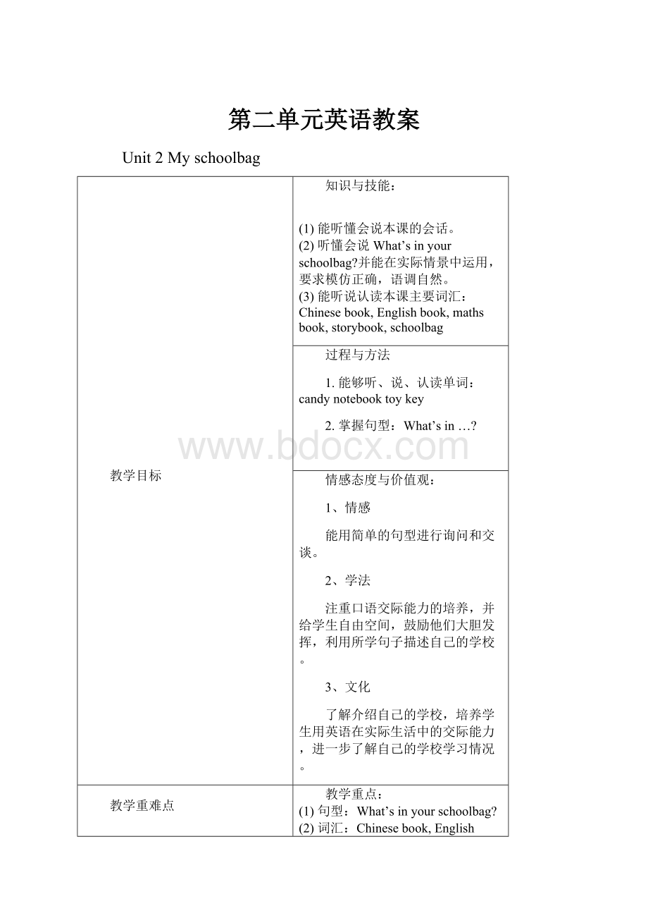 第二单元英语教案Word文档格式.docx