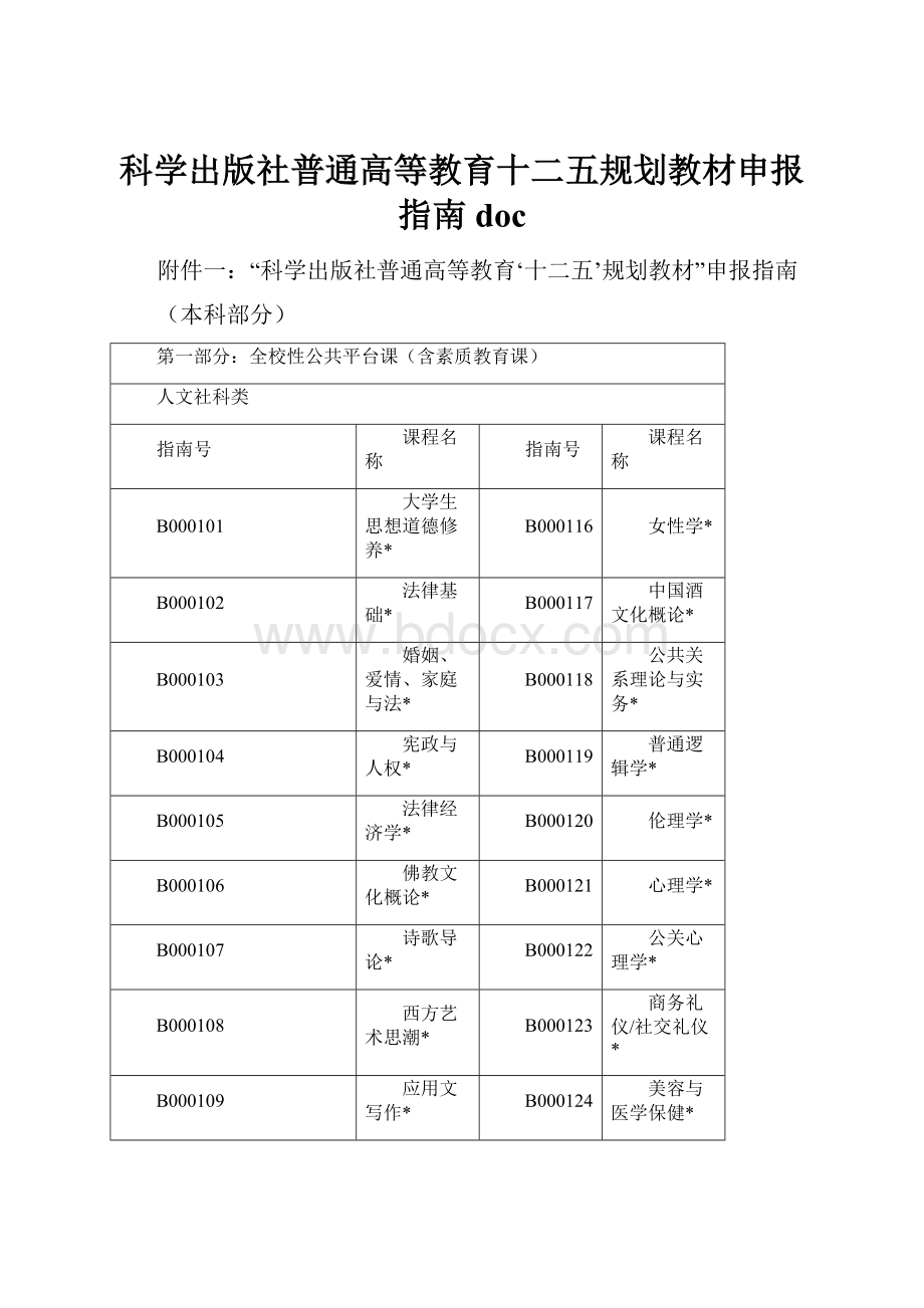 科学出版社普通高等教育十二五规划教材申报指南doc.docx