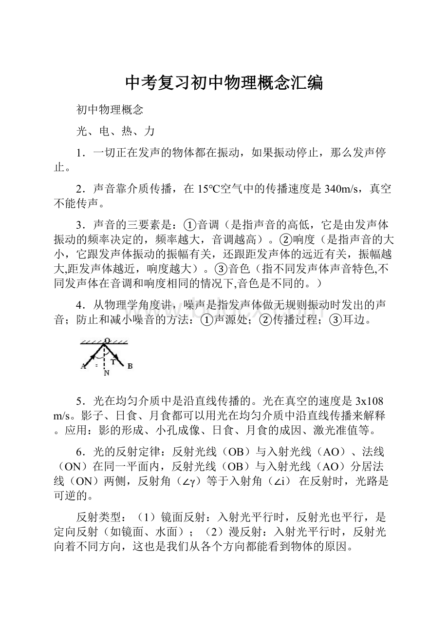 中考复习初中物理概念汇编.docx_第1页