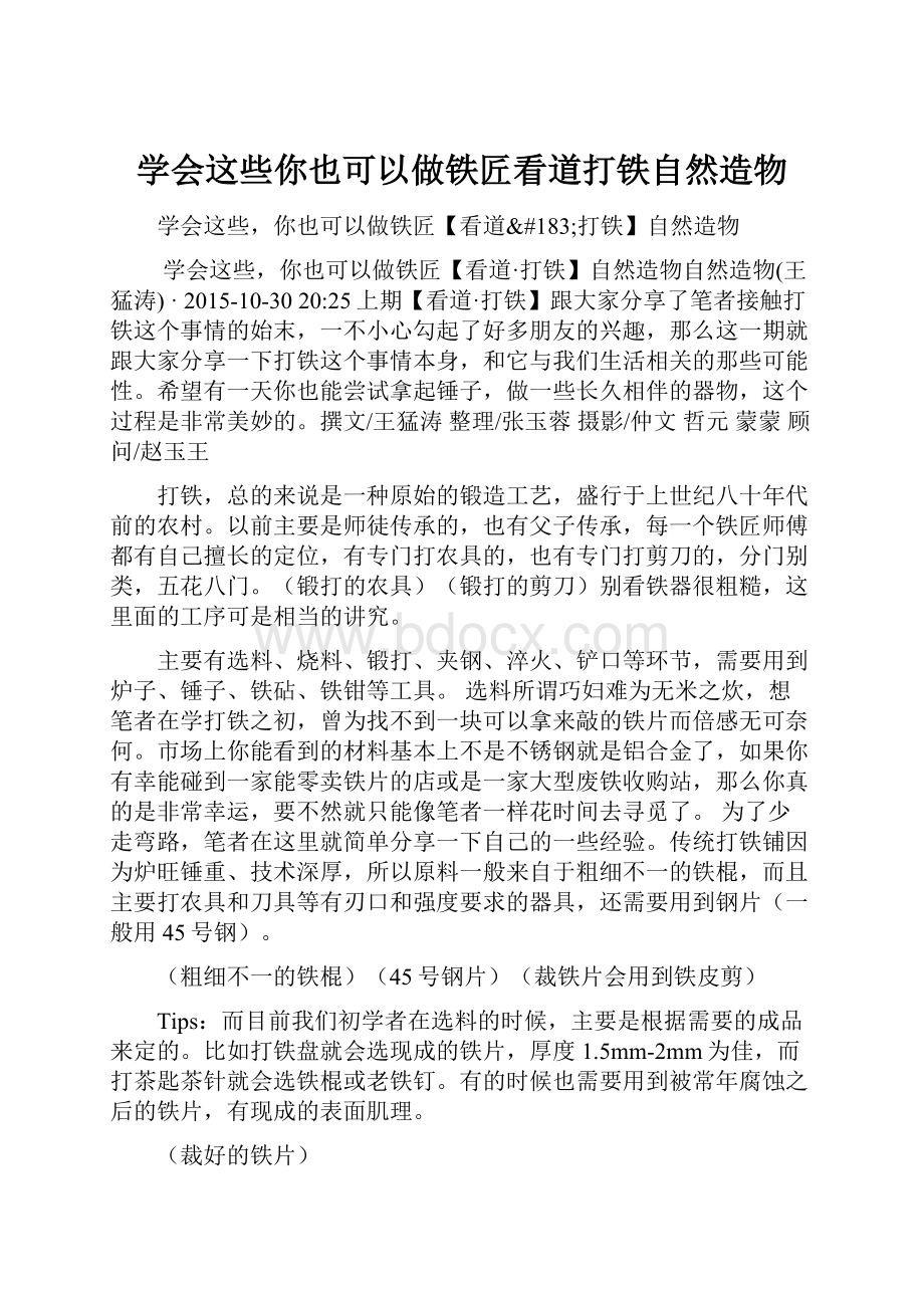 学会这些你也可以做铁匠看道打铁自然造物文档格式.docx_第1页