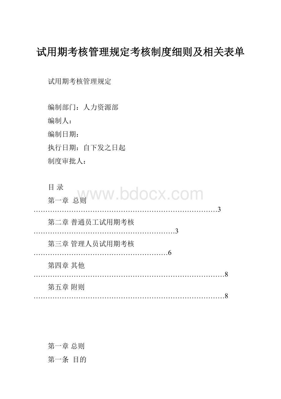 试用期考核管理规定考核制度细则及相关表单.docx