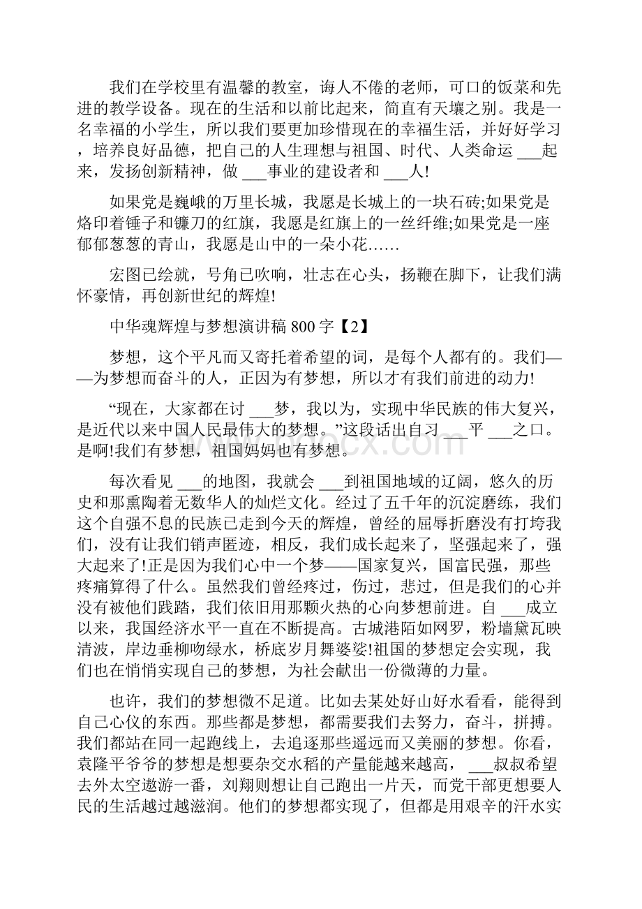 中华魂辉煌与梦想演讲稿800字Word格式文档下载.docx_第2页