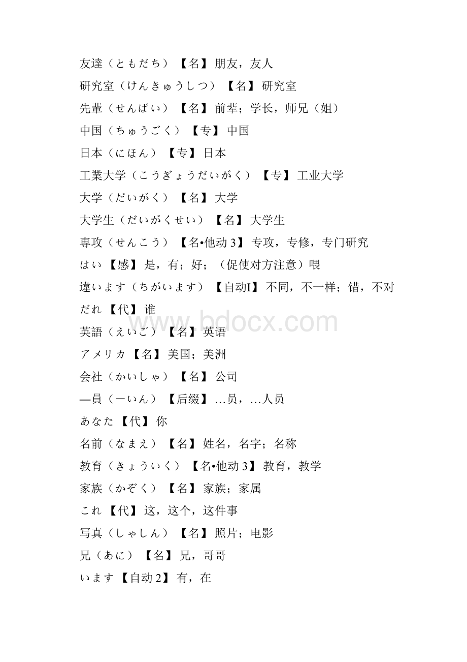 新大学日语标准教材基础篇1单词Word文件下载.docx_第2页