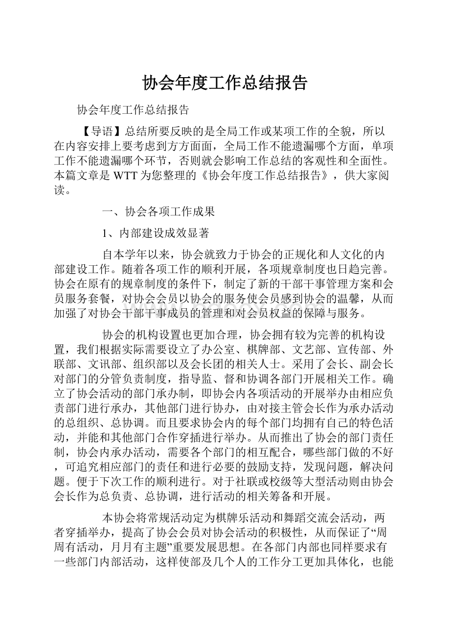 协会年度工作总结报告.docx