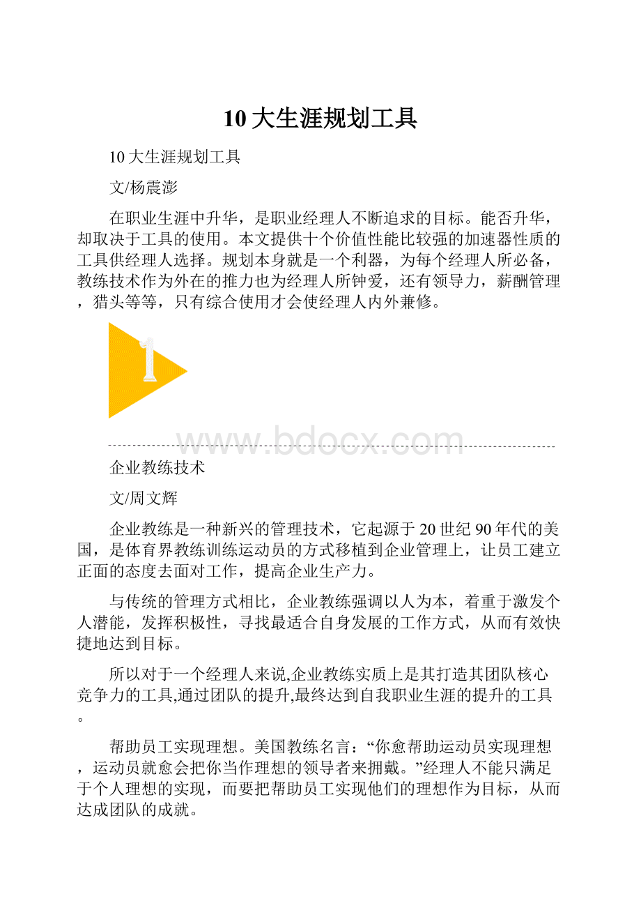 10大生涯规划工具文档格式.docx