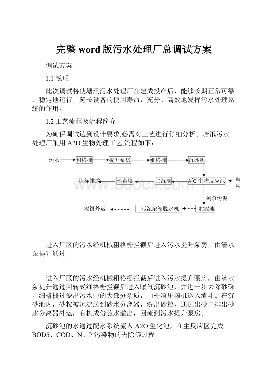 完整word版污水处理厂总调试方案.docx_第1页