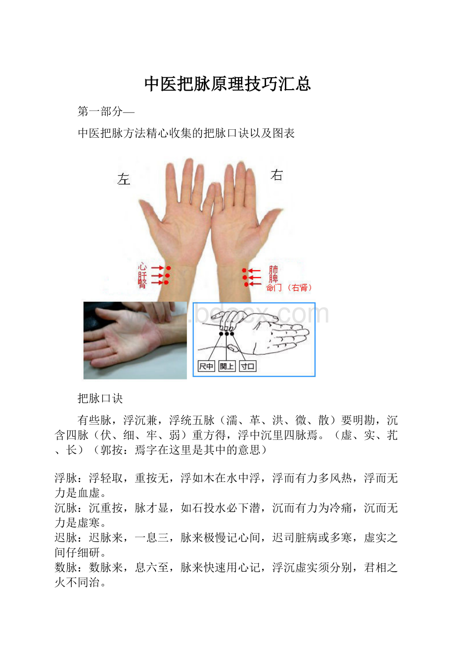 中医把脉原理技巧汇总.docx