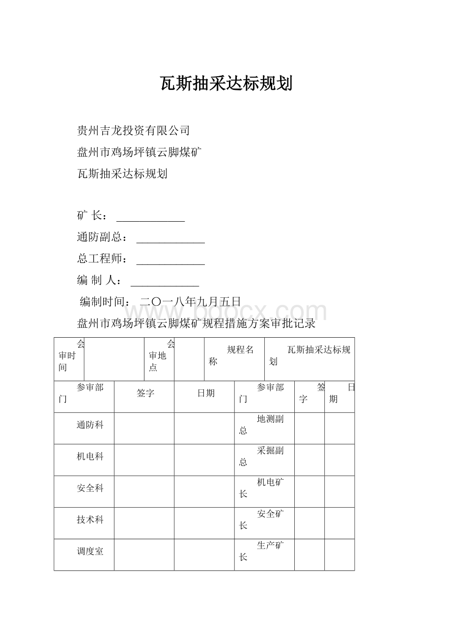 瓦斯抽采达标规划.docx