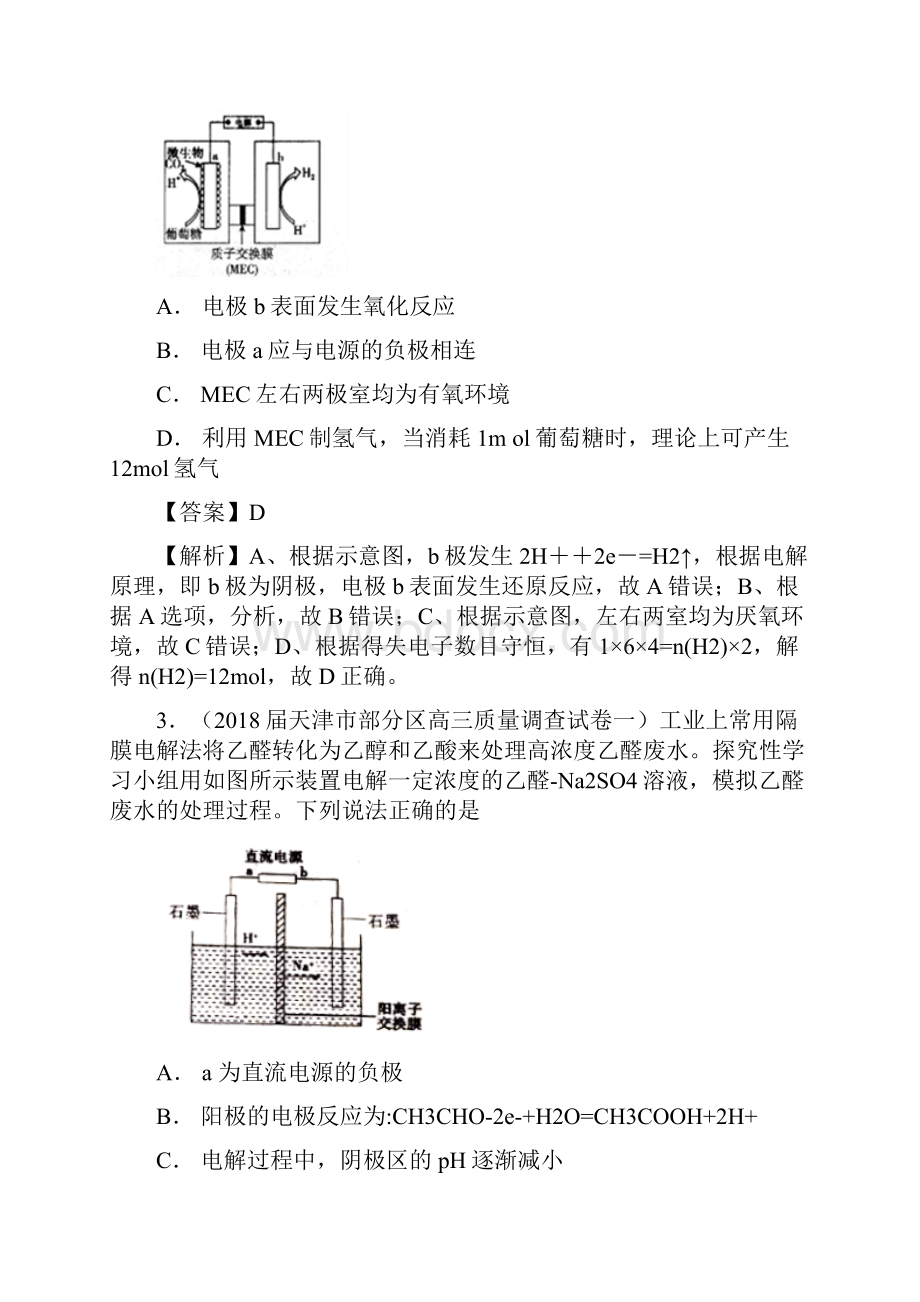 高考化学难点剖析专题47电解池中阴阳极的判断练习.docx_第2页