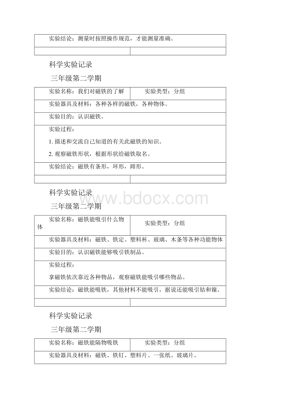 小学科学三年级分组实验记录下学期.docx_第3页