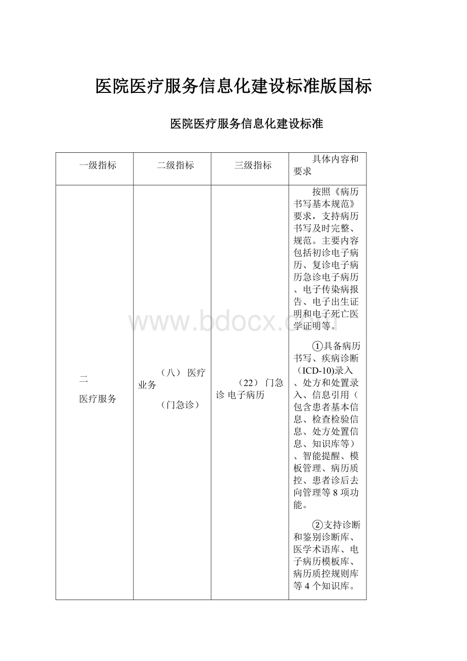 医院医疗服务信息化建设标准版国标Word文件下载.docx_第1页