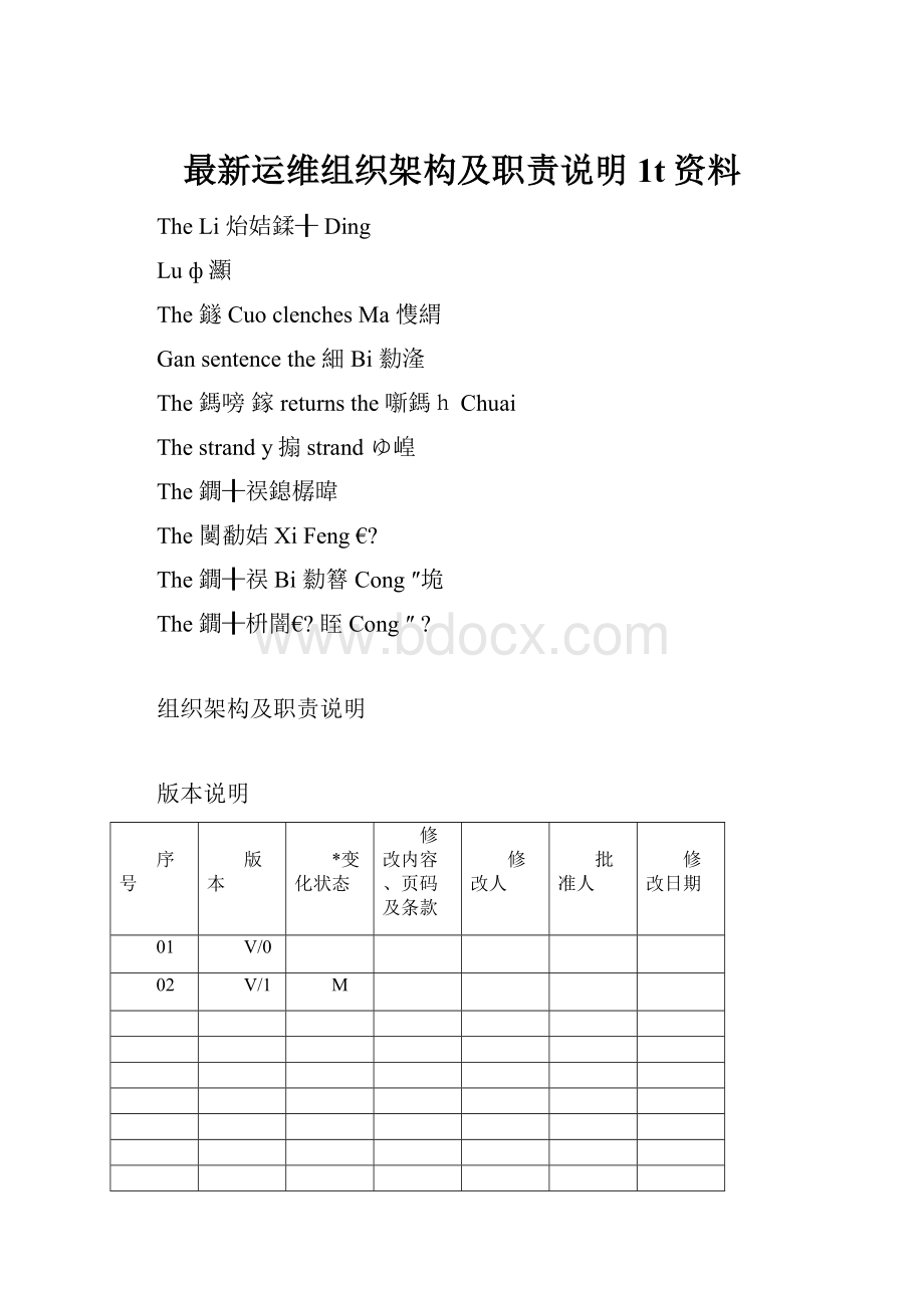 最新运维组织架构及职责说明1t资料.docx_第1页