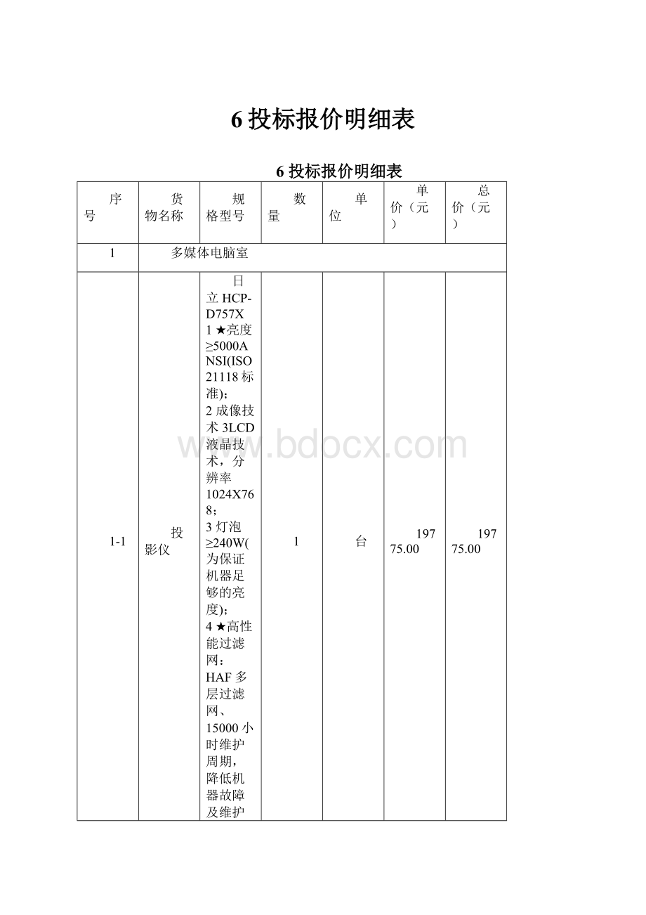 6投标报价明细表Word下载.docx