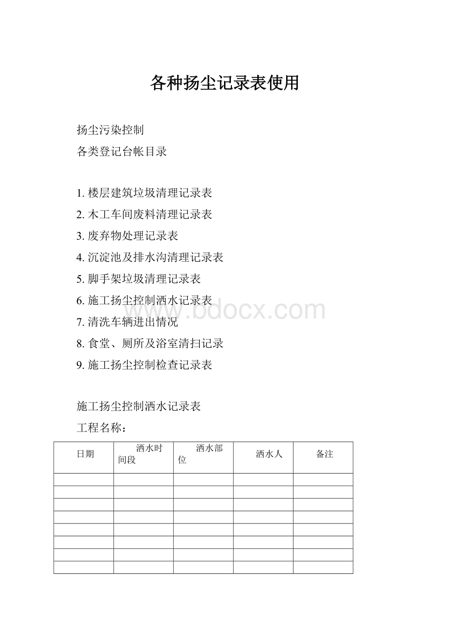 各种扬尘记录表使用.docx_第1页