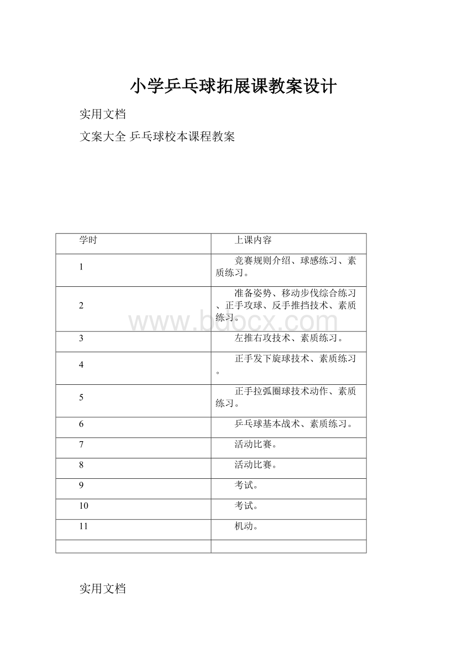 小学乒乓球拓展课教案设计.docx_第1页