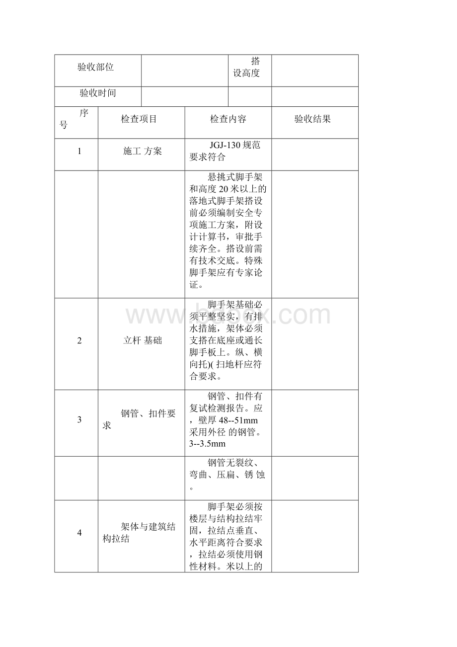 建筑施工各项安全检查验收表格Word文档格式.docx_第2页