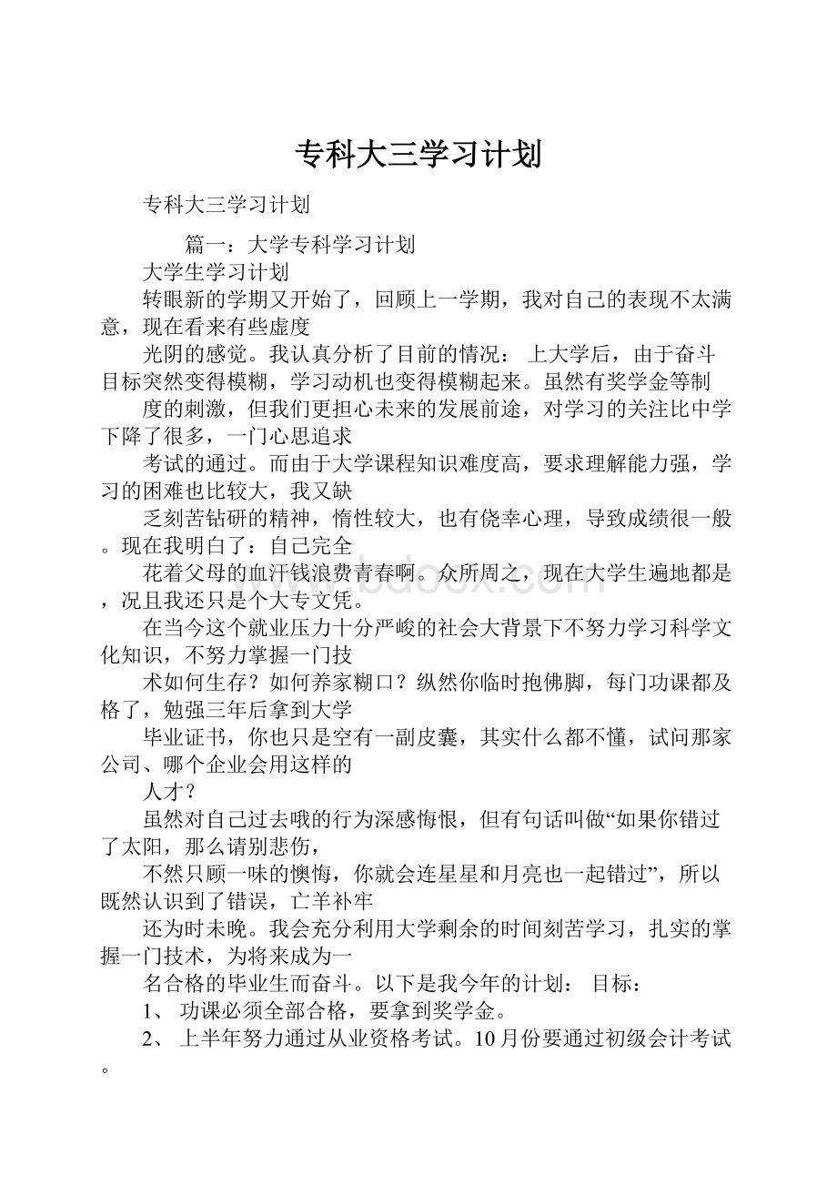 专科大三学习计划.docx