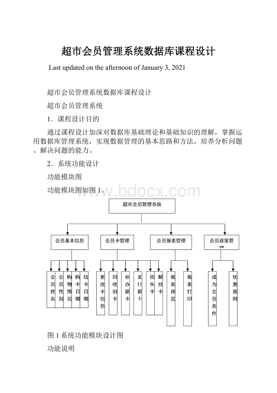 超市会员管理系统数据库课程设计.docx