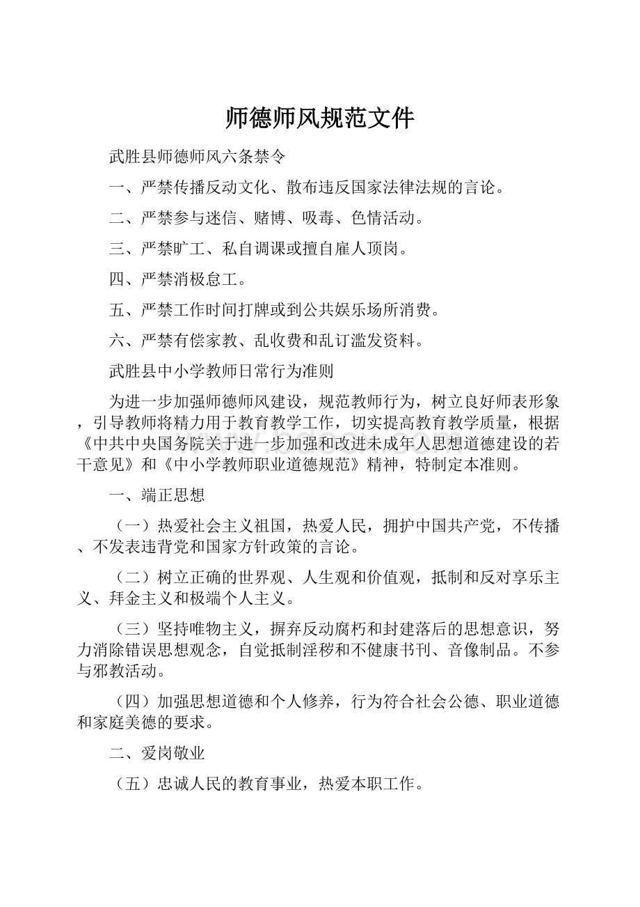 师德师风规范文件.docx