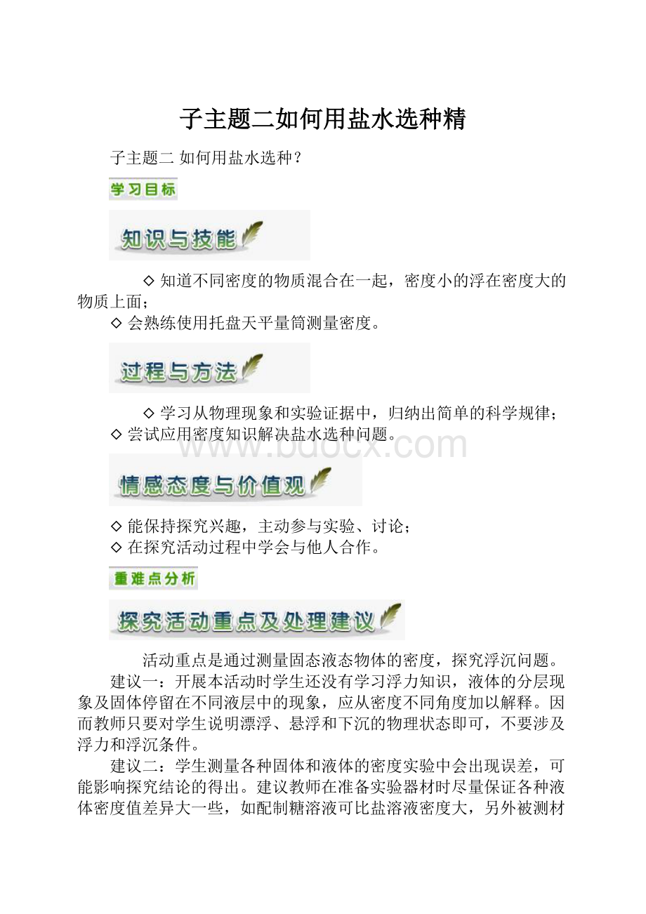 子主题二如何用盐水选种精Word文档格式.docx