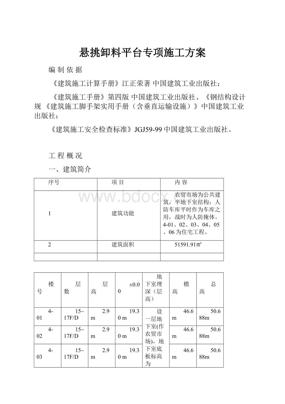 悬挑卸料平台专项施工方案Word下载.docx