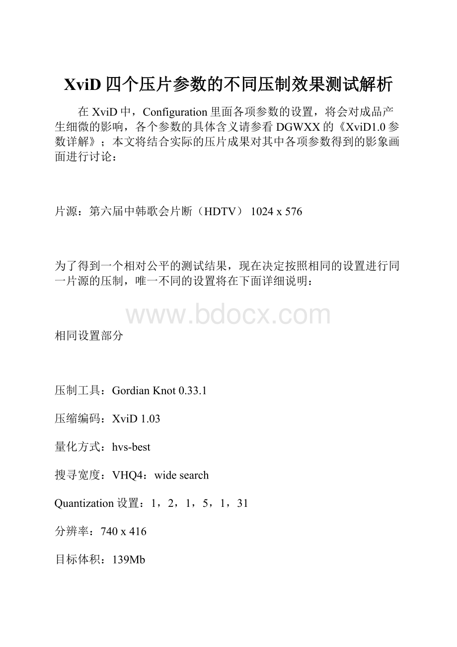 XviD四个压片参数的不同压制效果测试解析.docx