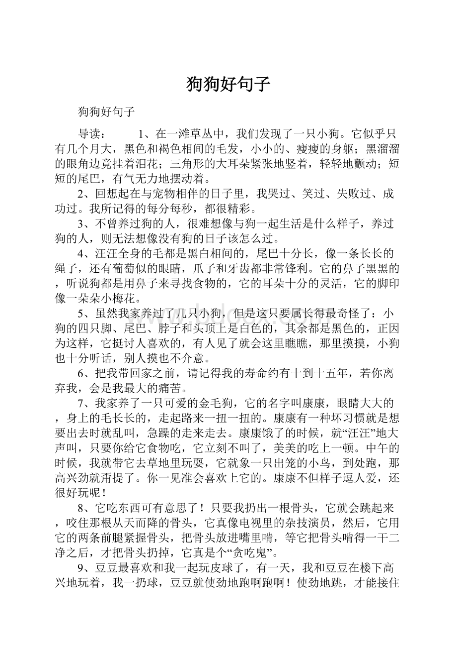 狗狗好句子Word文档格式.docx