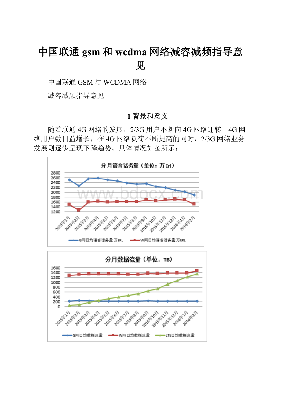 中国联通gsm和wcdma网络减容减频指导意见.docx