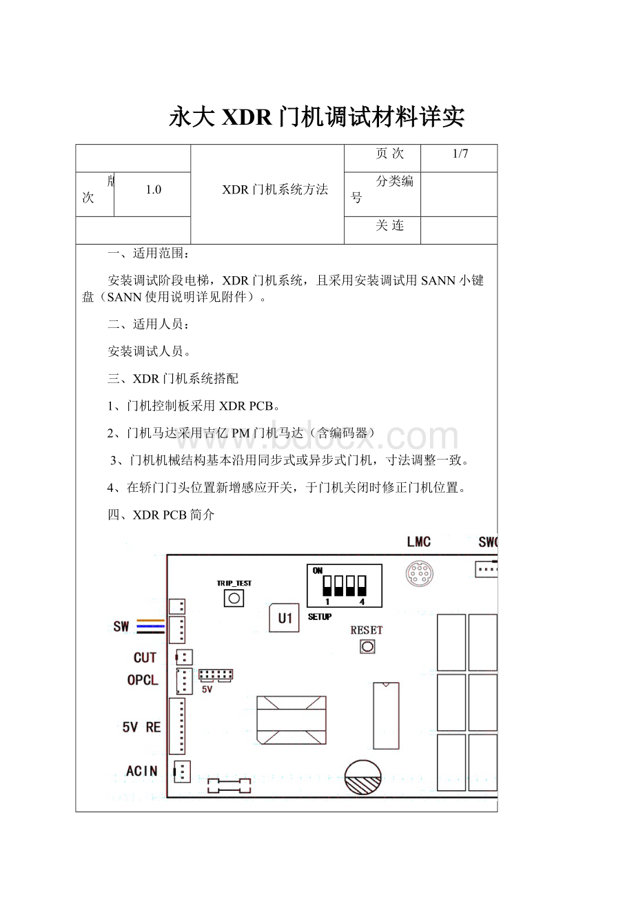 永大XDR门机调试材料详实Word格式.docx