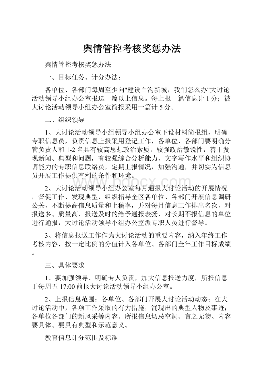 舆情管控考核奖惩办法Word格式.docx_第1页