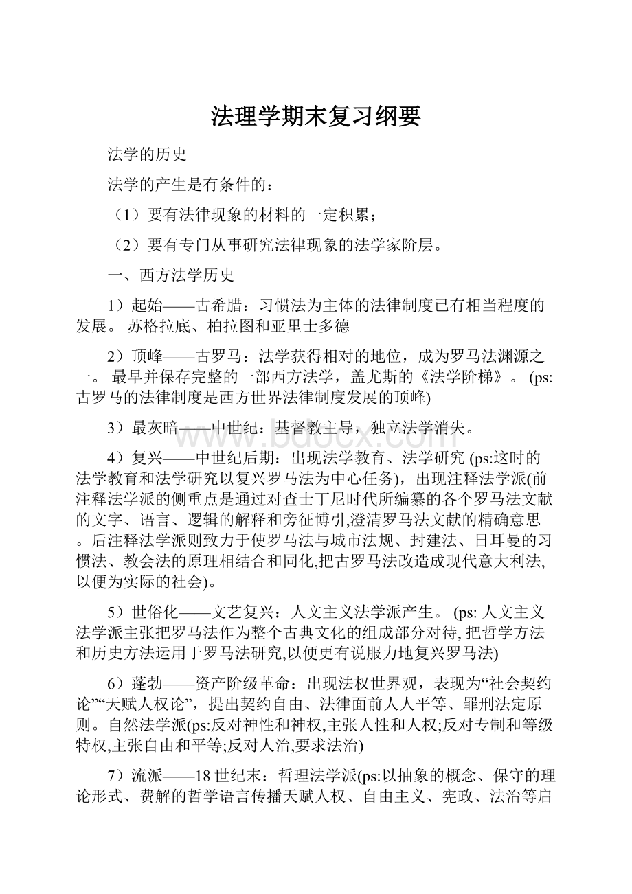 法理学期末复习纲要Word格式文档下载.docx