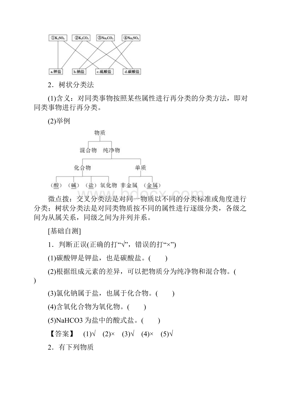 人教版化学必修一第2章 第1节 课时1 简单分类法及其应用.docx_第2页