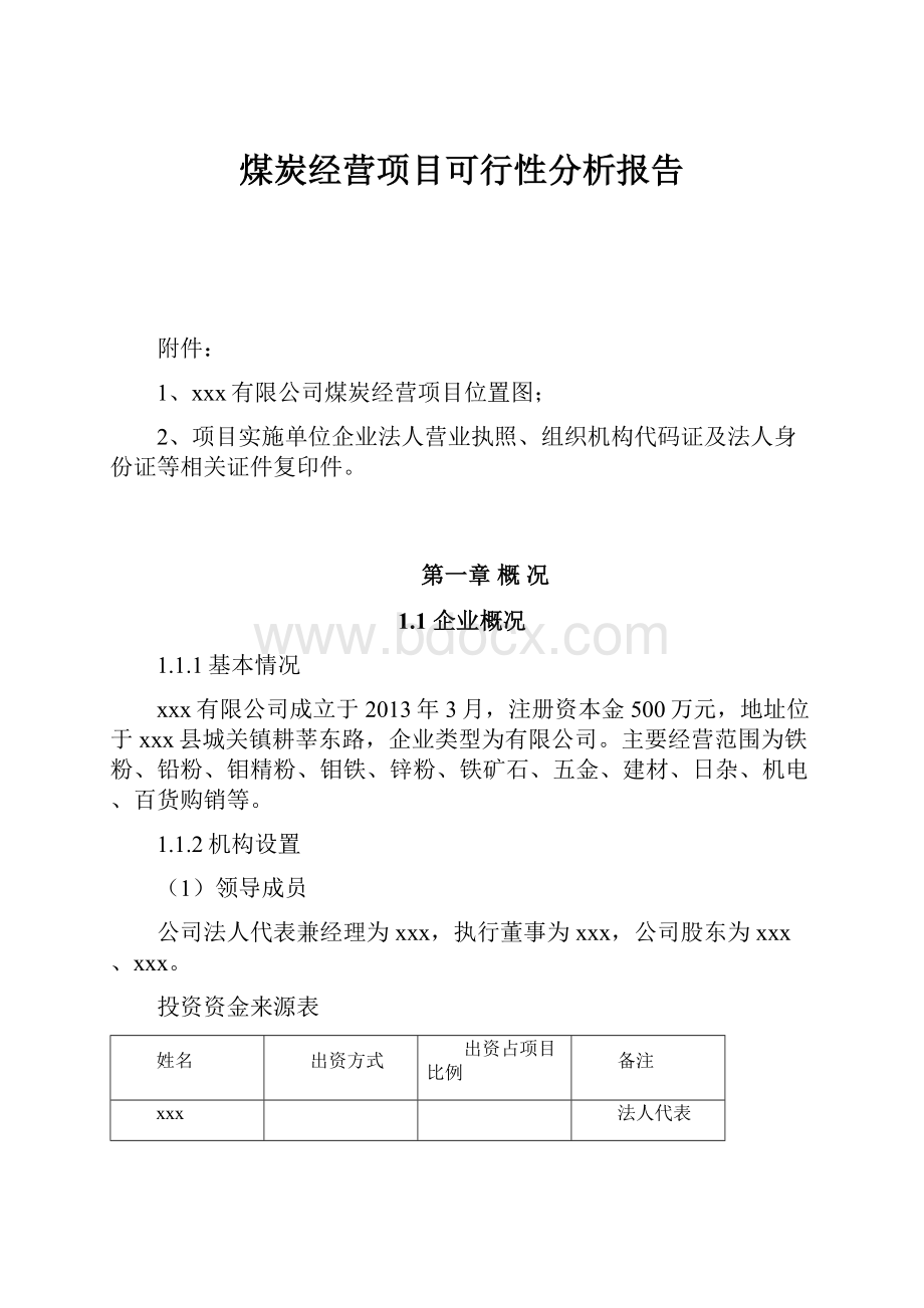 煤炭经营项目可行性分析报告.docx