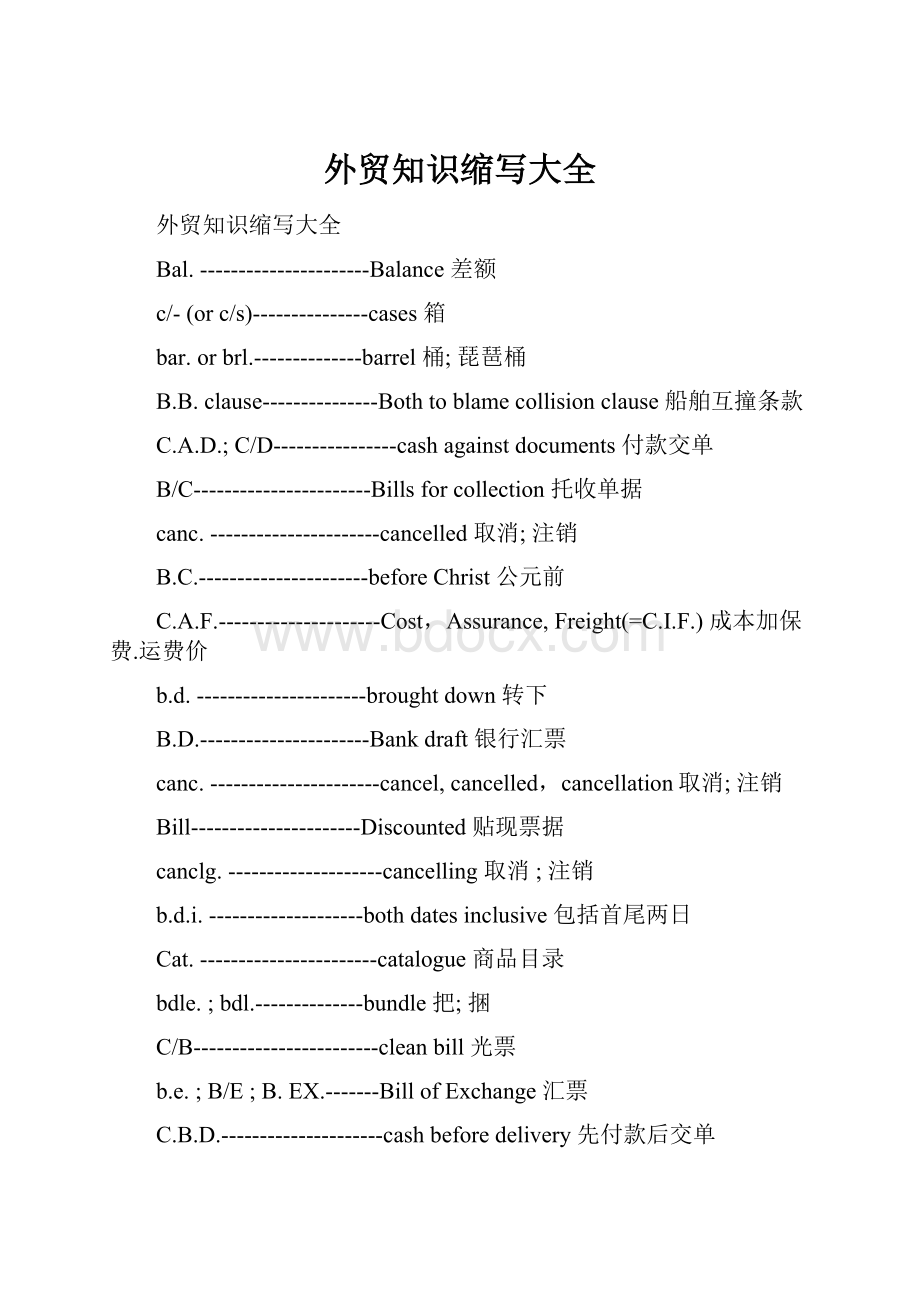 外贸知识缩写大全Word格式.docx