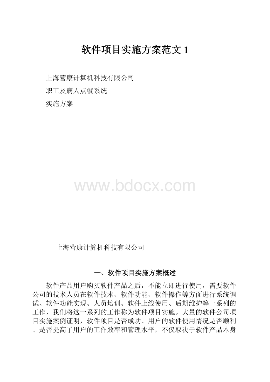 软件项目实施方案范文1.docx_第1页