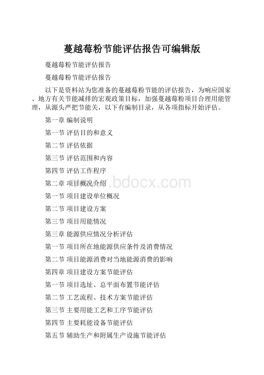 蔓越莓粉节能评估报告可编辑版.docx