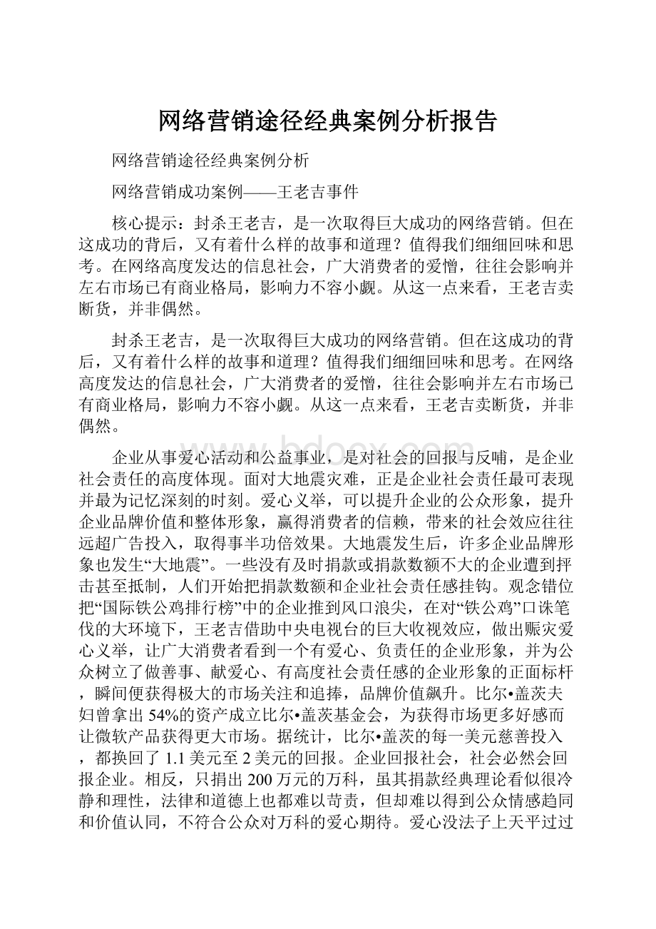 网络营销途径经典案例分析报告.docx_第1页