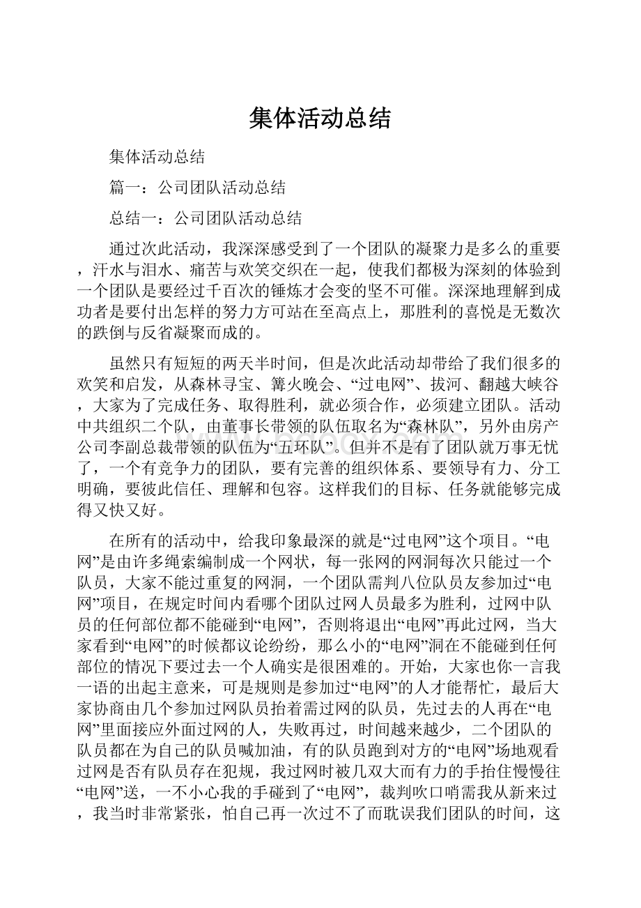 集体活动总结Word下载.docx