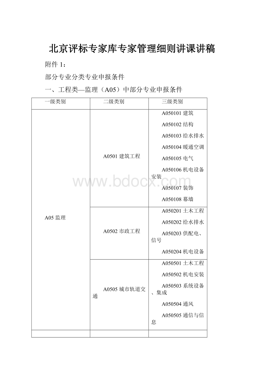 北京评标专家库专家管理细则讲课讲稿.docx_第1页