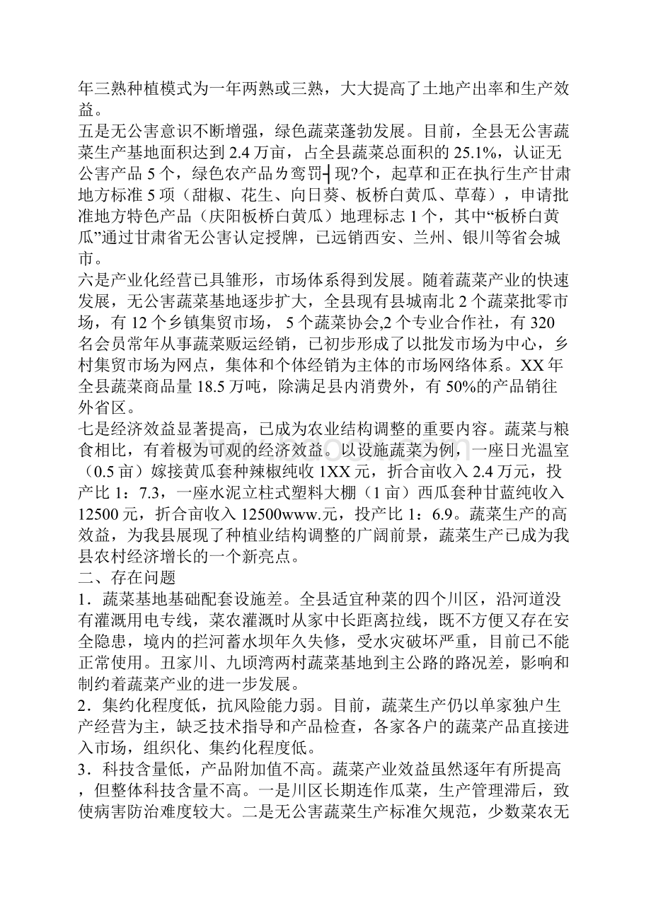 蔬菜产业调研报告2篇Word文档下载推荐.docx_第2页