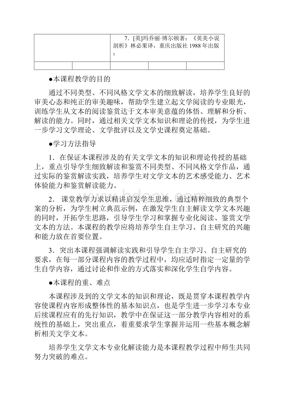 汉语言文学专业《文学文本解读》教学大纲.docx_第2页